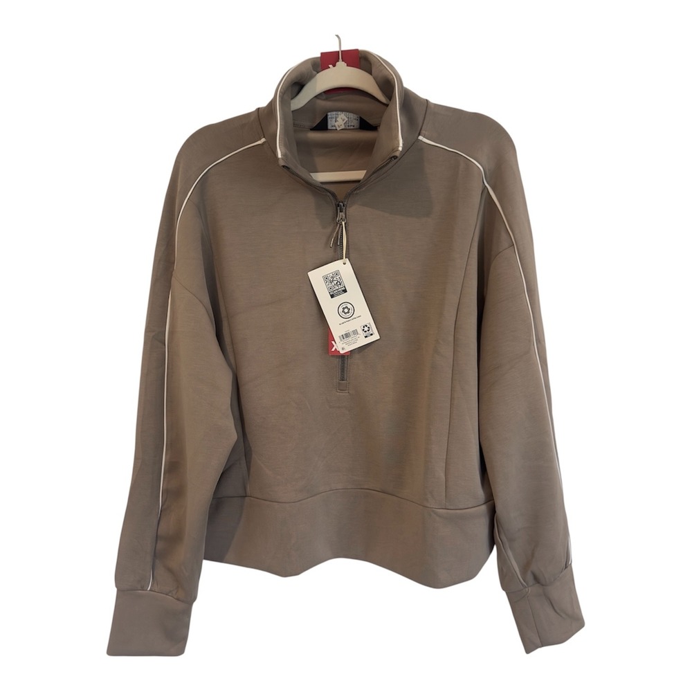 Member's Mark Womens Sandwash Half Zip Pullover Taupe XL New